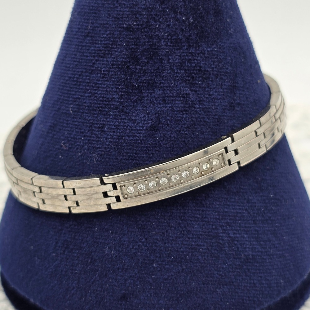 Citizen Silver Tone Crystal Accented Link Bracelet 7 Inch